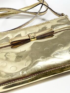 kate spade Metallic Gold Polka Dot Bow Crossbody